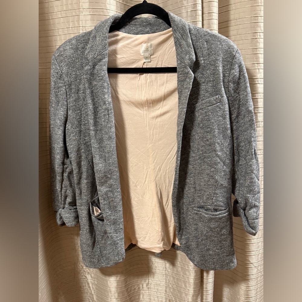 LC Lauren Conrad Cream Satin-Look Blouse Label Detail
